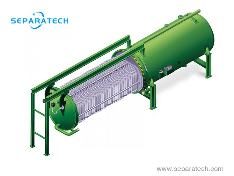 Horizontal pressure leaf filter