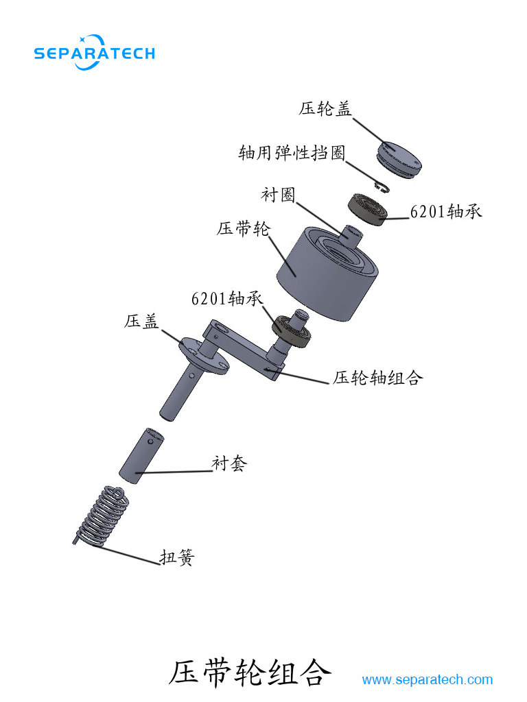 Pressing wheel of tubular bowl centrifuge